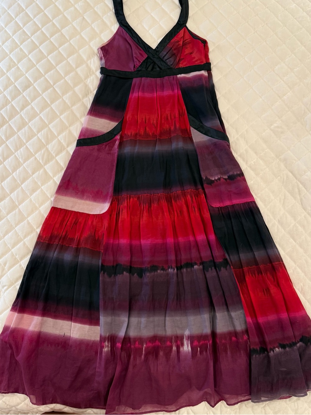 bebe Silk Multi Color Strappy Dress Extra Small Purple Fuchsia Magenta XS